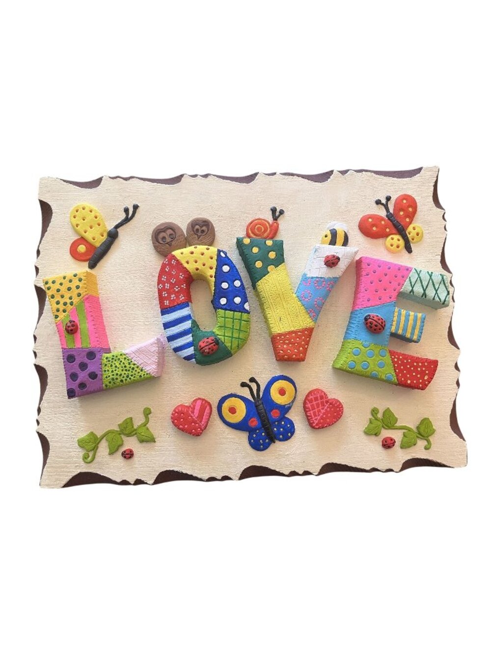 Vintage Plaster Colorful 3D LOVE Wall Hanging